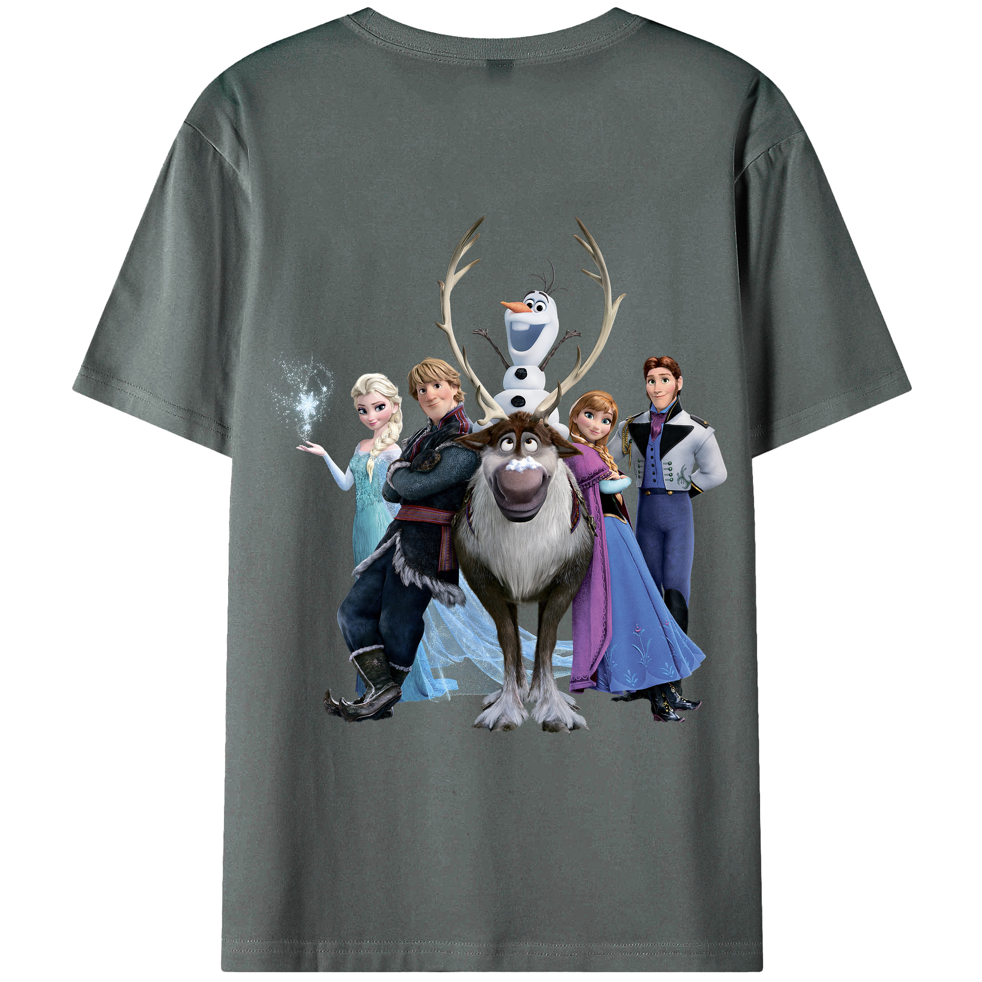 （画像用） アナと雪の女王 アンナ エルサ Frozen Anna Elsa 綿100％ メンズ半袖Tシャツ（バックプリント） 通気性